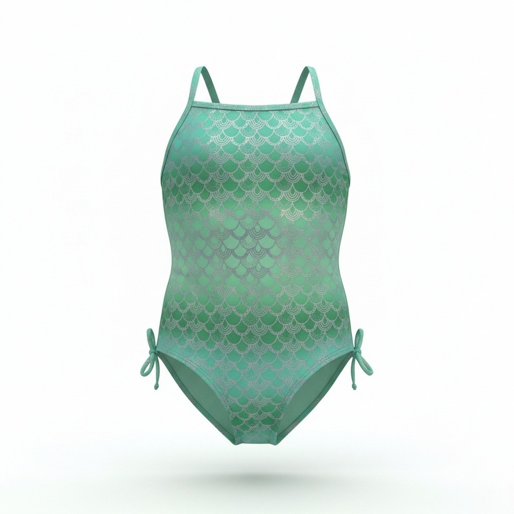 Cat Jack Girls Mermaid Scale One Piece Swimsuit Green M8 Plus